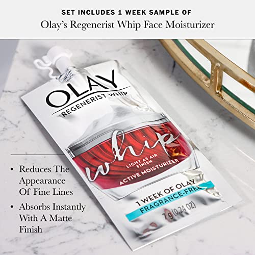 Creme Hidratante Facial Olay Regenerist Collagen Peptide 24 com Niacinamida para Pele Firme, Antirrugas sem Fragrância 50ml + Olay Whip Tamanho Viagem para Pele Seca