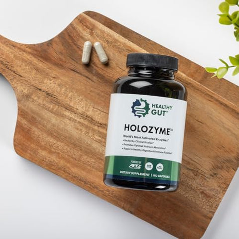Healthy Gut,LLC - HoloZyme Enzimas Digestivas para um Intestino Saudável | Desfrute Novamente de seus Alimentos Favoritos | com Protease, Amilase, Lipase, Lactase e Mais | 90 Porções