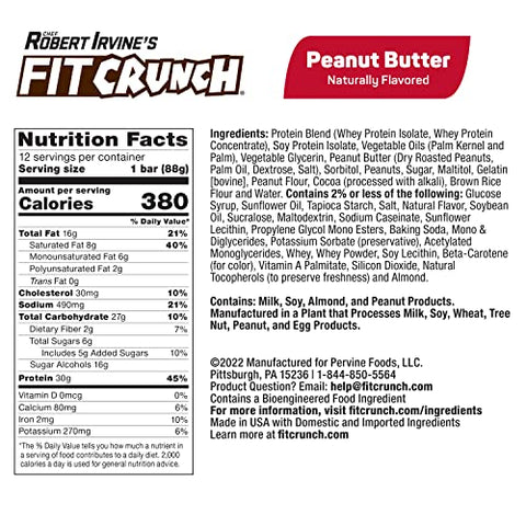 Fit Crunch - FITCRUNCH Barras de Proteína Tamanho Grande, Criadas por Robert Irvine, Barra Assada de 6 Camadas, 6g de Açúcar, Livre de Glúten