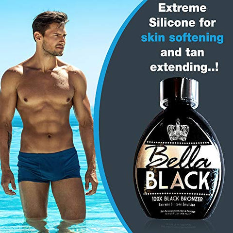 Dolce Vita - Bronzeador Bella Black 100X – Loção de Bronzeamento Premium com Emulsão de Silicone Extrema e Extrato de Banana – Resultados Instantâneos – Loção de Bronzeamento Escuro para Uso Interno