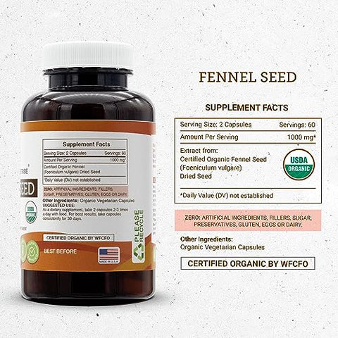 Secrets of the Tribe - Segredos da Tribo Semente de Funcho Orgânico USDA 120 Cápsulas (2 un.) | Feito com Cápsulas Vegetarianas e Semente de Funcho Orgânico Certificado (Foeniculum vulgare) Semente Seca (2×120…