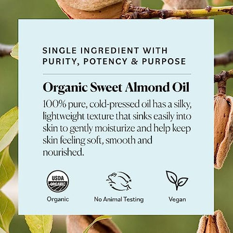 Óleo de Amêndoas Doces Orgânico Sky Organics 100% Puro para o Corpo – 100ml