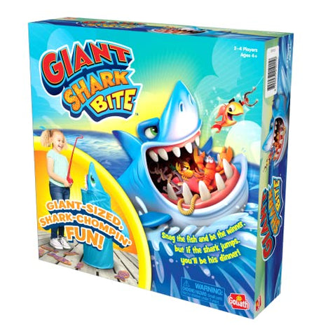 Jogo Gigante Tubarão Mordida da Pressman Goliath – Pesque Peixes do Tubarão Antes que Ele Salte – Salta Quase 3 Pés – Idade 4 e Acima, 2-4 Jogadores, Luz Azul, Pequeno