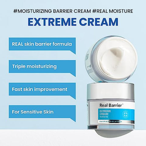 Extreme Cream 50 ml – Creme Hidratante Anti-Envelhecimento Rico em Ácido Hialurônico e Ceramidas – K-Beauty para Pele Sensível - Real Barrier