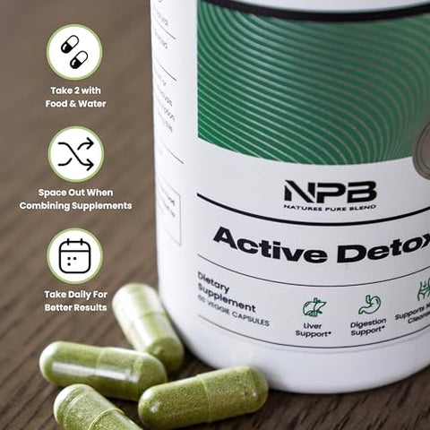 Nature's Pure Blend - Nature’s Pure Blend Active Detox Vinagre de Maçã (A Mãe) – Suporte Digestivo – Limpeza do Fígado – Movimentos Intestinais Saudáveis