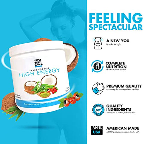Shake Booster – Bebida Energética em Pó com Coco Natural, Cafeína do Chá, Extrato de Semente de Guaraná, Vitamina B12, Ácido Alfa Lipóico, 100g - Yes You Can!