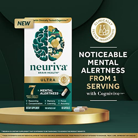 Ultra – Suplemento Cerebral Clinicamente Testado para Alerta Mental, Memória e Foco – 60 cápsulas - NEURIVA