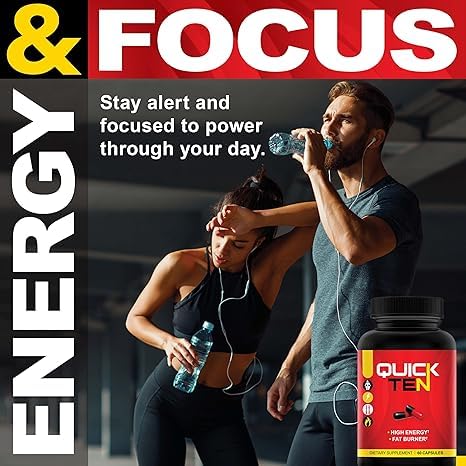 Nutriment - Quick Ten Ultra – Pílulas Dietéticas Premium para Mulheres e Homens – Estimulante Natural do Metabolismo, Supressor de Apetite – Queimador de Gordura Termogênico – Mistura de Energia e Foco – Melhor Desempenho