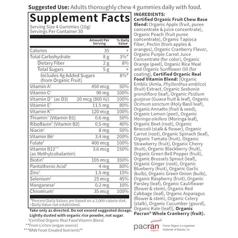 Organics Gummy Vitamins para Mulheres – Berry – Certificado Orgânico, Não-OGM, Vegano, Kosher Multi Completo – Metil B12, C - Garden of Life