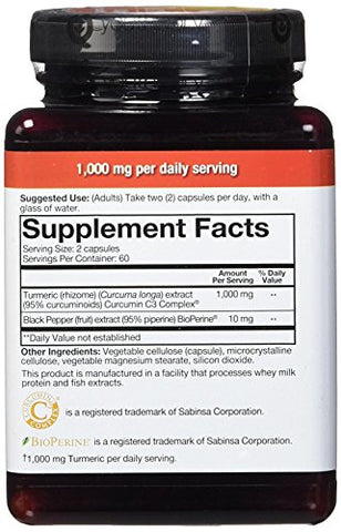 Cápsulas de Fórmula Extra Forte de Cúrcuma 1.000 mg por Dia, 120 Unidades (Pacote com 2) – Turmeric - Youtheory