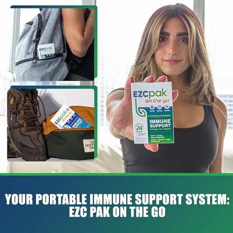 On The Go – Reforço do Sistema Imunológico com Equinácea, Vitamina C e Zinco – Suporte Imunológico para Adultos (Embalagem com 6 unidades) - EZC Pak