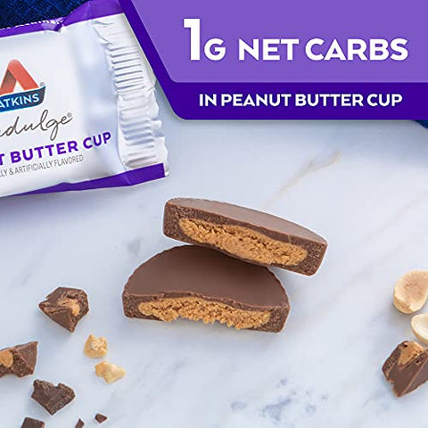 Endulge Peanut Butter Cups – Sobremesa Favorita, Baixo Carboidrato, 0g Açúcar, 60 Unidades - Atkins