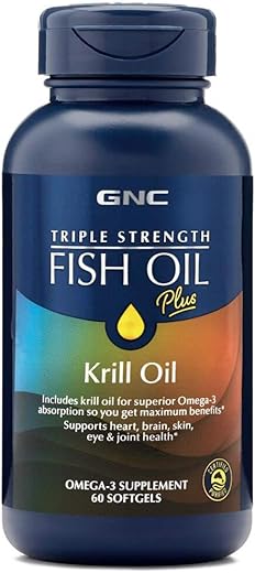 Ômega-3 Absorção Superior | Óleo de Peixe Triplo Forte + Óleo de Krill | Saúde do Coração, Cérebro, Pele, Olhos e Articulações | 60 Softgels - GNC