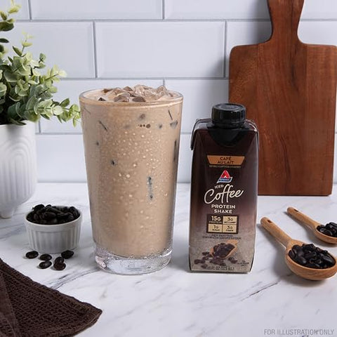 Café Au Lait Shake Proteico Gelado, 15g Proteína, Baixo Índice Glicêmico, 3g Carboidrato Líquido, 1g Açúcar, Amigo do Keto, 12 Unidades - Atkins