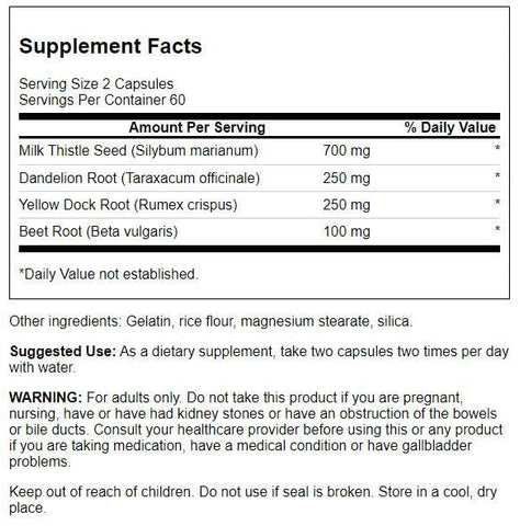 Cardo Mariano, Dente-de-leão – Desintoxicação e Saúde do Fígado – 60 Cápsulas - Swanson
