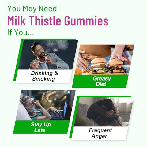 Vazatisi - Gomas Detox Reparadoras para Limpeza do Fígado, Suporte Hepático com Cardo Mariano, Alcachofra, Dente-de-leão, Sabor de Maçã – 120ct