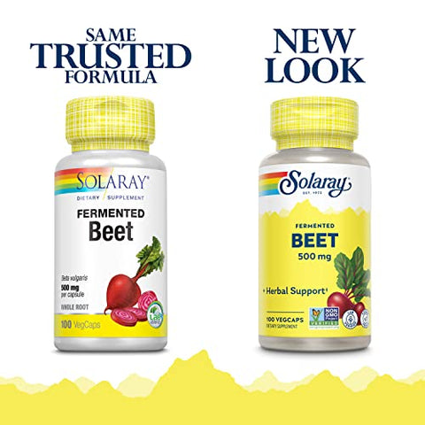 SOLARAY - Solaray Extrato de Beterraba Fermentada de Beterrabas Orgânicas – Cápsulas de Beterraba Tradicionalmente Usadas para Energia, Resistência, Fluxo Sanguíneo, Suporte à Saúde do Coração – Vegano, Não-OGM, 60 Dias