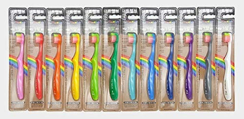 THE TWELVE - Escova de Dentes Infantil TheTwelve para 3-8 Anos Cores do Arco-Íris Embalagem com 12 Unidades