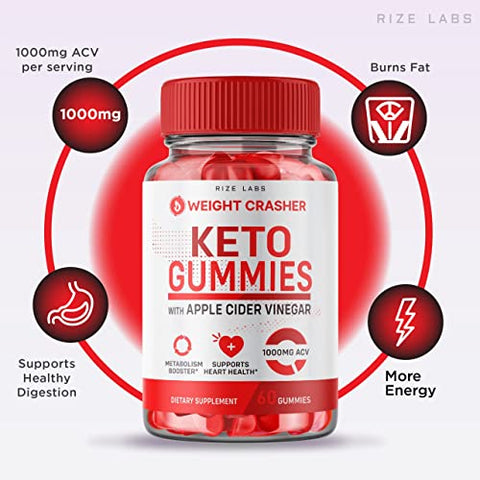 rize labs - (5 Pacotes) Gomas Weight Crasher Keto – Suporte para Perda de Peso e Saúde do Coração com Apple Cider Vinegar Keto ACV 1000 MG – Energia Gomitas