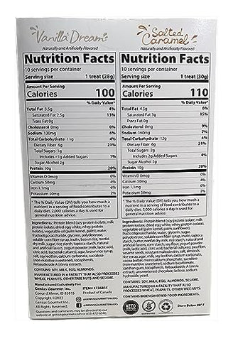 Pack com 20 unidades de Snacks Proteicos Crocantes, Sabor Caramelo Salgado – Embalagem Variada - Genius Gourmet