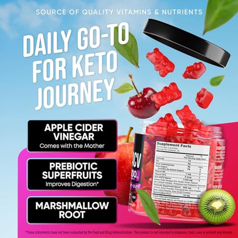 JOYLI Nutrition - (2 Pacotes) Gomas Avançadas de Keto ACV – Gomas de Vinagre de Maçã Keto Sem Açúcar – Suplementos Keto Raiz de Marshmallow – Alternativa às Cápsulas de Vinagre de Maçã – 120 ACV