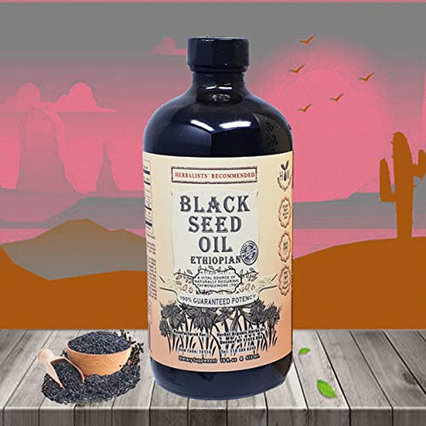 Herbal Organic Works - Óleo de Semente de Cominho Preto (473ml) 3 Vezes Mais Timoquinona, 100% Puro Óleo de Semente de Cominho Preto Etíope, Vidro de Nigella Sativa 100% Natural