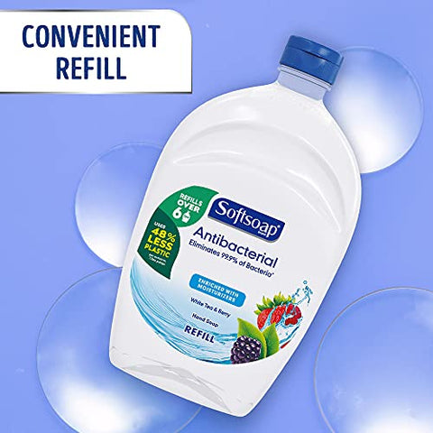 Refil Sabonete Líquido Antibacteriano Chá Branco e Fusão de Frutas Vermelhas 50 Ounce (1500 ml) Pack com 6 – Softsoap - Softsoap