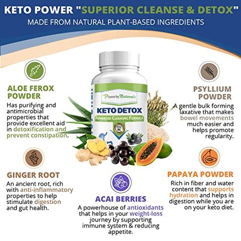 Keto Limpador de Cólon – Fórmula Natural para Limpeza Intestinal – 100% Eficaz – Emagreça com Saúde – 60 Cápsulas - Power By Naturals