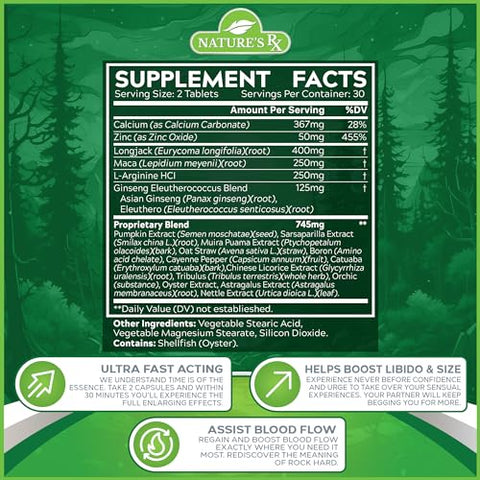 EPN Supplements - Nature’s RX | Suporte #1 para Ereção Masculina e Fluxo Sanguíneo para Dureza e Firmeza | 60 cápsulas | 100% Natural