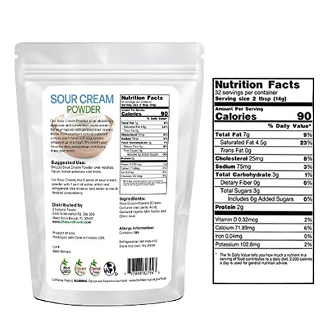 Pó de Creme Azedo, Rico em Probióticos, com Longa Vida Útil, Baixo teor de Lactose, Perfeito para Assados, Molhos e Pratos, Não-OGM, Sem Glúten, Kosher - Z Natural Foods