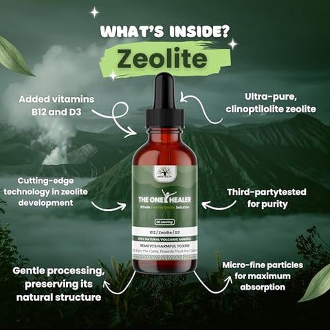 MEGA HEALTH - The One Healer | Gotas de Zeólita para Crianças e Adultos | Suporta Desintoxicação Diária Suave, Energia e Foco Naturalmente | Gotas Líquidas Pura de Zeólita Methyl B12 D3 | Desintoxicação Intestinal e Hepática