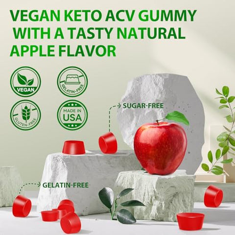 Maxxi Clean - 3 Pack Gummies Keto ACV – Fórmula Avançada com B12, Romã e Beterraba – Vegano – 180 Gummies