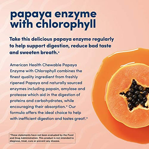 Papaya Enzyme with Chlorophyll – 600 Comprimidos Mastigáveis (200 Porções Totais) - American Health