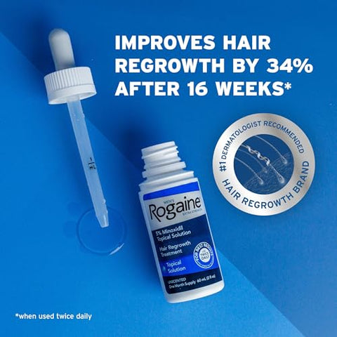 Extra Strength 5%% Minoxidil – Tratamento Queda de Cabelo 3 Meses – 3 x 60 ml - Rogaine