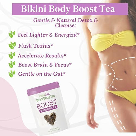 Brazilian Belle - Chá Detox Bikini Body para Mulheres. Aumenta Energia, Digestão e Foco. Cafeína Natural (30 Ct)