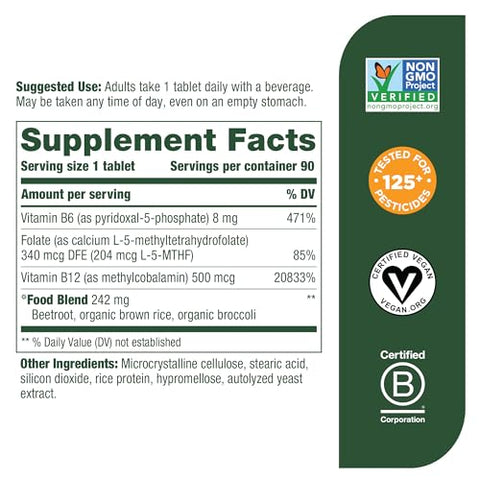 Methyl B12 – Vegano – Inclui Metilfolato, Vitamina B12 | Comprimidos | 60 g - MegaFood