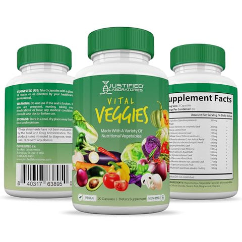 Justified Laboratories - (4 Pacotes) Suplemento Vital de Frutas e Vegetais Integrais Vermelhos – Marca Vital