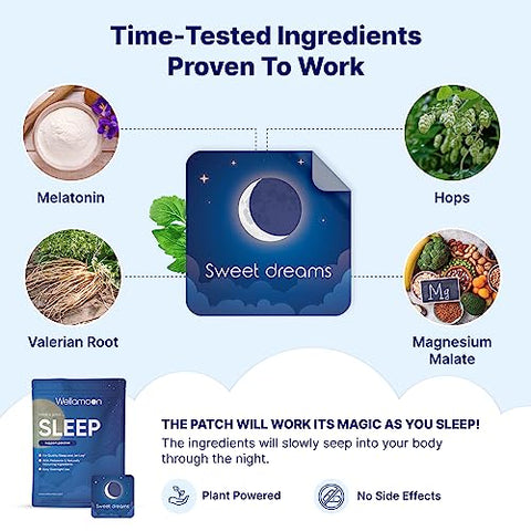 Wellamoon - Patches de Sono Original para Adultos Extra Forte | Adesivo de Sono com Melatonina Fácil de Aplicar : Original Sleep