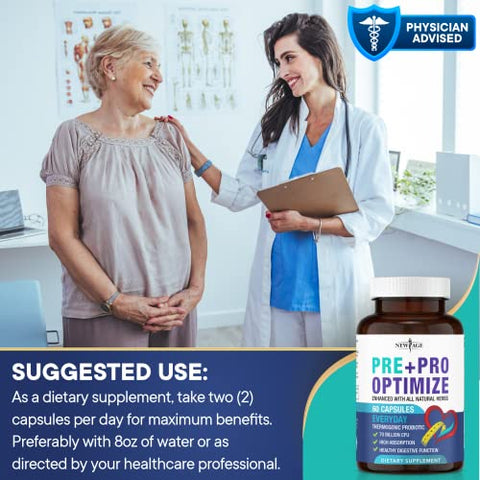 Probióticos Pro Optimize para Mulheres, Menopausa, Saúde Digestiva – Alívio para Inchaço, Ondas de Calor, Suporte Articular, Suores Noturnos – Saúde Intestinal - NEW AGE