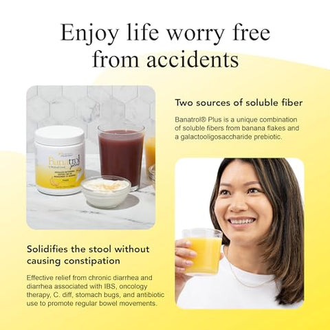 Medtrition - Banatrol® Natural Anti-Diarréico com Prebióticos, Alívio da Diarreia Crônica, SII, Diarreia Recorrente, Alimento Médico Clinicamente Comprovado, Não Causa Constipação, 28 Porções (Banana)