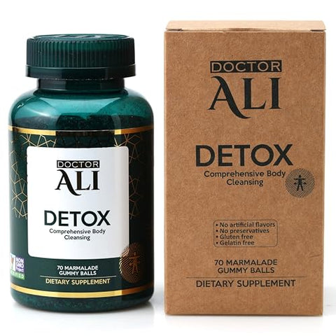 MEHRIGIYO - Doctor Ali – Gomas Detox para Limpeza Completa do Corpo | Ingredientes Orgânicos | 70 Unidades | Sem Glúten | Sem Gelatina | Não-OGM | Halal