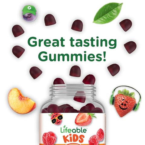 Gomas de Fibra Prebiótica para Crianças | Gomas de Fibra para Crianças 5g | Suplementos de Fibra Saborosos para Crianças | Gomas Prebióticas para Saúde Digestiva | Goma de Fibra para Crianças - Lifeable