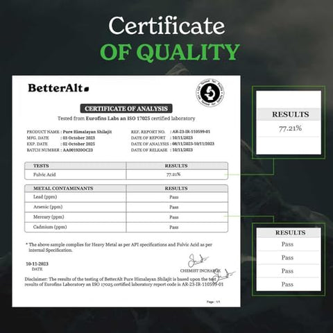 Better Alt - Shilajit Resina Pura do Himalaia – Alta Potência Grau Ouro para Homens – 100g