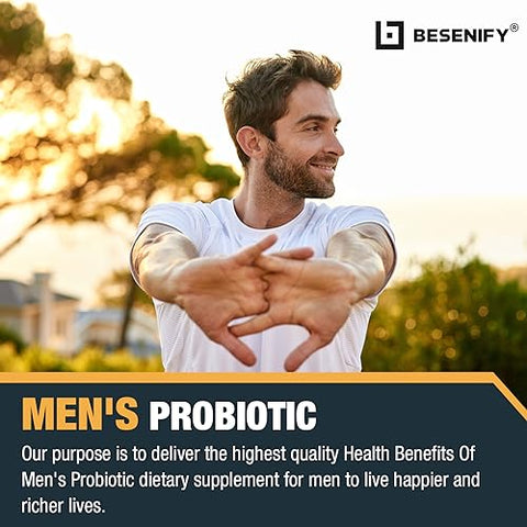 BESENIFY - Probióticos para Homens, 500 Bilhões de UFCs – Fortaleça sua Saúde Masculina com Probióticos de Alta Potência