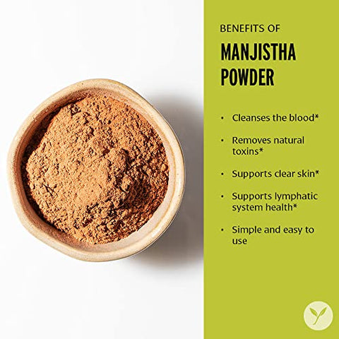 Manjistha em Pó, 1/2 Libra – Orgânico USDA – Rubia cordifolia – Limpa o Sangue - Banyan Botanicals