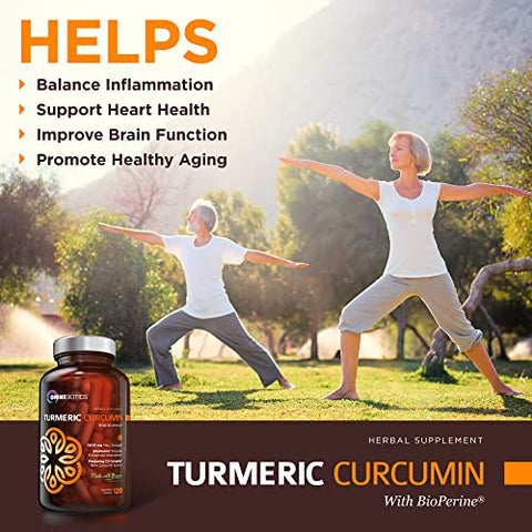 OmniBiotics - Suplemento de Extrato de Cúrcuma Orgânica 1500mg com BioPerine e 95%% de Extrato de Curcuminoides – Cápsulas de Cúrcuma com Pimenta Preta (10mg) – 120 Cápsulas