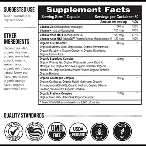 Triquetra Health - Total K2® | Vitamina K2 como MK7 | Fortaleça seus ossos | 60 cápsulas | 100% natural