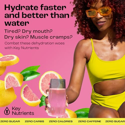 Pó de Eletrólitos Multivitamínico Sem Açúcar – Limonada Rosa Fresca – Resistência – 500g - KEY NUTRIENTS