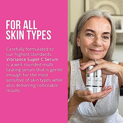 Super C Serum para Pele Madura, Fabricado nos EUA, Fórmula 3 em 1 Hidrata, Firmeza, Levanta, Suaviza, Combate Manchas e Rugas, Serum de Vitamina C; 30 ml - Vibriance