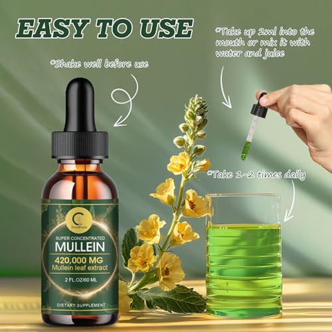GPGP GreenPeople - (2 Pacotes) Gotas de Mullein para Pulmões – 14000mg Extrato de Folha de Mullein para Desintoxicação Pulmonar